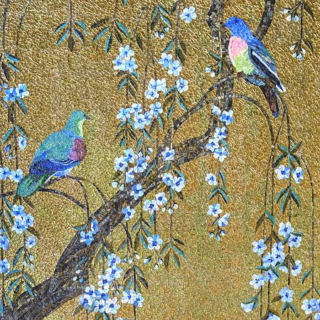 Художественное панно из мозаики серии Murano Specchio Яркие голуби