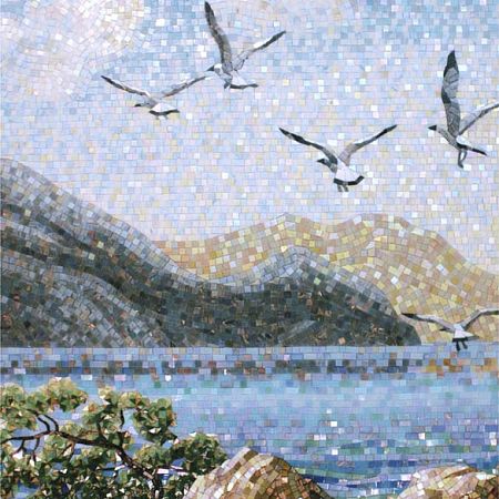 Художественное панно из мозаики  Пейзаж с чайками Art&Natura