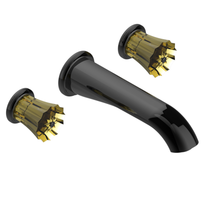 Внешняя часть смесителя THG Mille Nuits - Champagne crystal встраиваемого в стену для раковины на три отверстия с изливом СУПЕР ГОЛИАФ- без выпуска