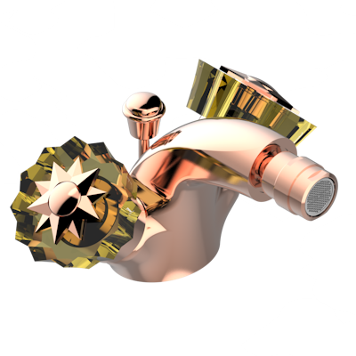 Смеситель для биде THG Mille Nuits - Champagne crystal на одно отверстие с поворотным аэратором и донным клапаном