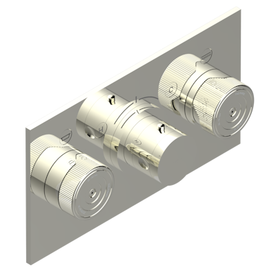 Термостат THG Zoom.5 внешняя часть с ручкой регулировки температуры и двумя маховиками для термостатического смесителя с горизонтальной установкой