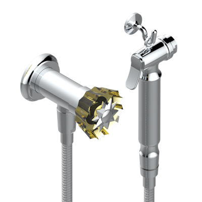 Душ гигиенический THG Mille Nuits - Champagne crystal  вентиль, 1.25 м шланг, крючок, вывод для душа и лейка с клапаном