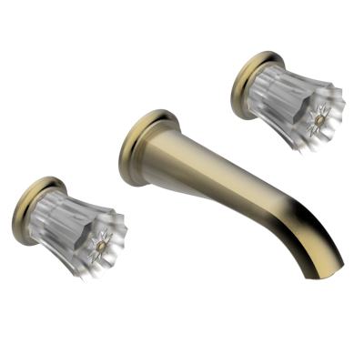 Внешняя часть смесителя THG Mille Nuits - Clear crystal встраиваемого в стену для раковины на три отверстия с изливом ГОЛИАФ