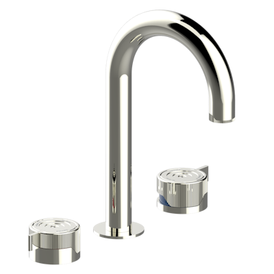 Смеситель для раковины THG Zoom.7 на три отверстия устанавливаемый на борту с донным клапаном - высокий излив