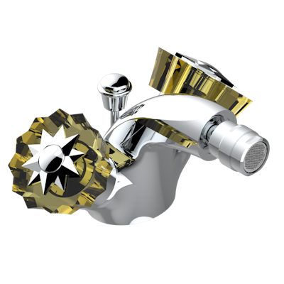 Смеситель для биде THG Mille Nuits - Champagne crystal на одно отверстие с поворотным аэратором и донным клапаном