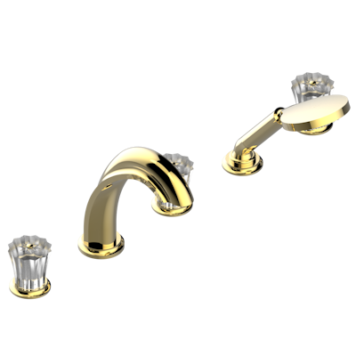 Смеситель THG Mille Nuits - Clear crystal устанавливаемый на борту ванны на 5 отверстий с душем, керамическим смесителем, 2 вентилями ¾" и изливом СУПЕР ГОЛИАФ