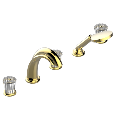 Смеситель THG Mille Nuits - Clear crystal устанавливаемый на борту ванны на 5 отверстий с душем, керамическим смесителем, 2 вентилями ¾" и изливом СУПЕР ГОЛИАФ