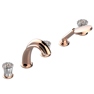 Смеситель THG Mille Nuits - Clear crystal устанавливаемый на борту ванны на 5 отверстий с душем, керамическим смесителем, 2 вентилями ¾" и изливом СУПЕР ГОЛИАФ