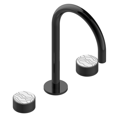 Смеситель для раковины THG Yoko Ice на три отверстия устанавливаемый на борту с донным клапаном