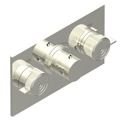 Термостат THG Zoom.7 Накладка с ручкой регулировки температуры и двумя маховиками для термостатического смесителя с горизонтальной установкой