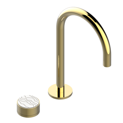 Смеситель  THG Yoko Ice с прогрессивным картриджем для раковины на 2 отверстия с краном, без донного клапана