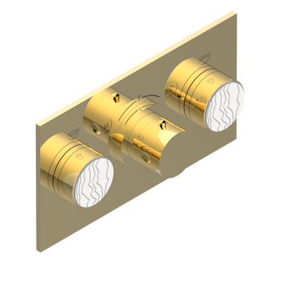 Накладка с ручкой регулировки температуры THG Yoko Ice и двумя маховиками для термостатического смесителя с горизонтальной установкой