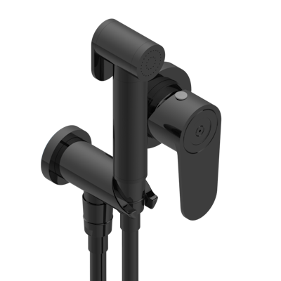 Комплект для душа THG Zoom.5, включающий смеситель, армированный шланг 1 м 25 см, ручной душ с курковым распылителем, выход из стены и предохранительный запорный клапан