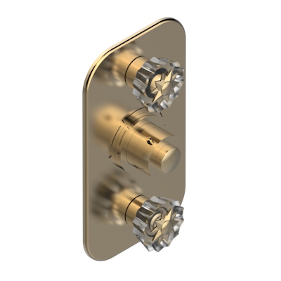 Накладка THG Mille Nuits - Clear crystal с ручкой регулировки  температуры и двумя маховиками для термостатического смесителя 5400AE