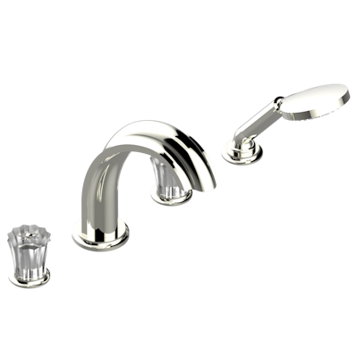 Смеситель для ванны THG Mille Nuits - Clear crystal набортный на 4 отв. с изливом СУПЕР ГОЛИАФ