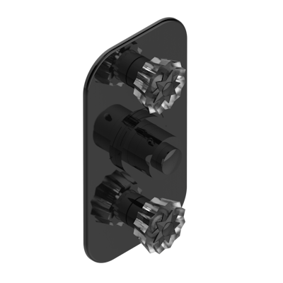 Накладка THG Mille Nuits - Clear crystal с ручкой регулировки  температуры и двумя маховиками для термостатического смесителя 5400AE