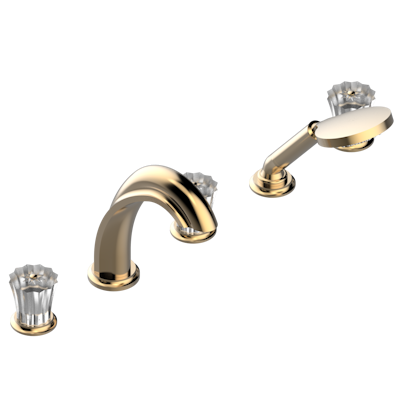 Смеситель THG Mille Nuits - Clear crystal устанавливаемый на борту ванны на 5 отверстий с душем, керамическим смесителем, 2 вентилями ¾" и изливом СУПЕР ГОЛИАФ