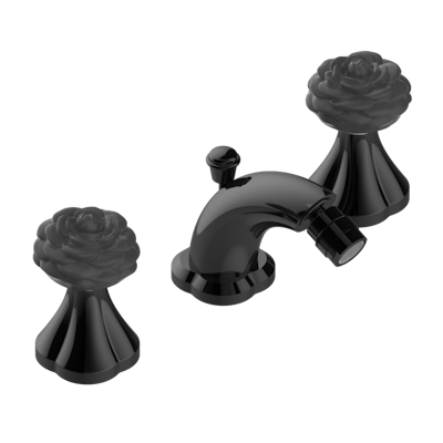 Смеситель для биде THG Camelia Black Crystal Комплект для биде на 3 отверстия с донным клапаном и краном на шаровом соединении