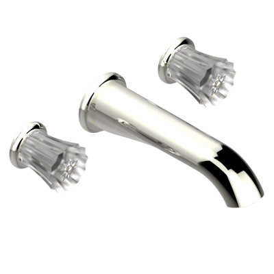 Внешняя часть смесителя THG Mille Nuits - Clear crystal встраиваемого в стену для ванны на три отверстия с изливом СУПЕР ГОЛИАФ