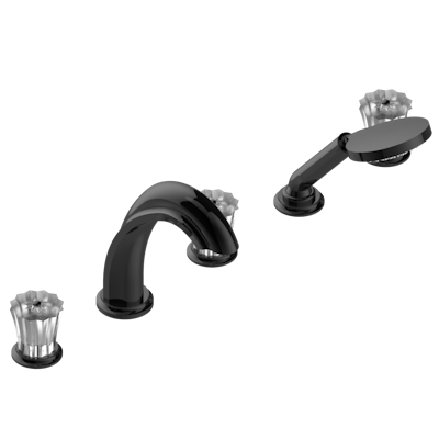 Смеситель THG Mille Nuits - Clear crystal устанавливаемый на борту ванны на 5 отверстий с душем, керамическим смесителем, 2 вентилями ¾" и изливом СУПЕР ГОЛИАФ