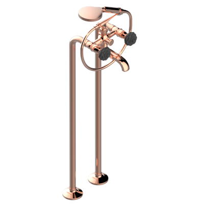 Отдельностоящий смеситель THG Camelia Black Crystal для ванны c душем с вертикальным подключением