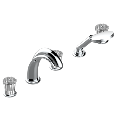 Смеситель THG Mille Nuits - Clear crystal устанавливаемый на борту ванны на 5 отверстий с душем, керамическим смесителем, 2 вентилями ¾" и изливом СУПЕР ГОЛИАФ