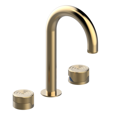 Смеситель для раковины  THG Zoom.5 на три отверстия устанавливаемый на борту с донным клапаном - высокий излив