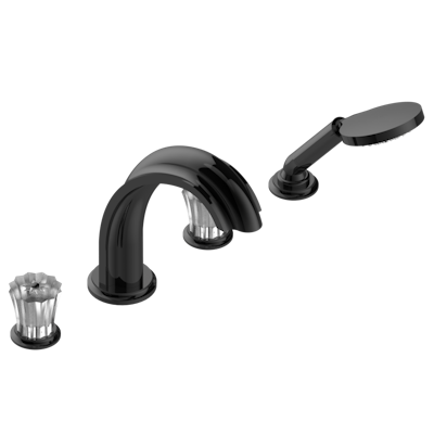 Смеситель для ванны THG Mille Nuits - Clear crystal набортный на 4 отв. с изливом СУПЕР ГОЛИАФ