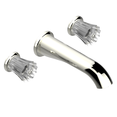 Внешняя часть смесителя THG Mille Nuits - Clear crystal встраиваемого в стену для раковины на три отверстия с изливом СУПЕР ГОЛИАФ- без выпуска