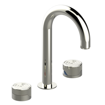 Смеситель для раковины  THG Zoom.5 на три отверстия устанавливаемый на борту с донным клапаном - высокий излив