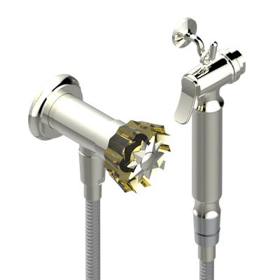 Душ гигиенический THG Mille Nuits - Champagne crystal  вентиль, 1.25 м шланг, крючок, вывод для душа и лейка с клапаном