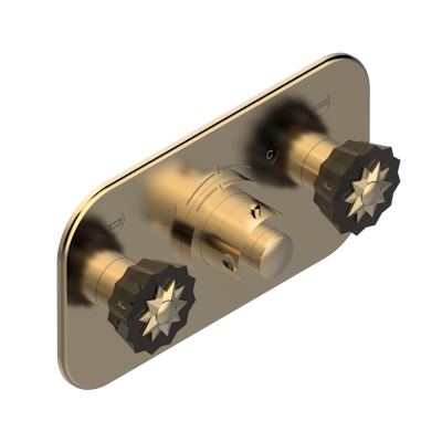 Накладка THG Mille Nuits - Brume crystal с ручкой регулировки температуры и двумя маховиками для термостатического смесителя с горизонтальной установкой