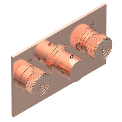 Термостат THG Zoom.5 внешняя часть с ручкой регулировки температуры и двумя маховиками для термостатического смесителя с горизонтальной установкой