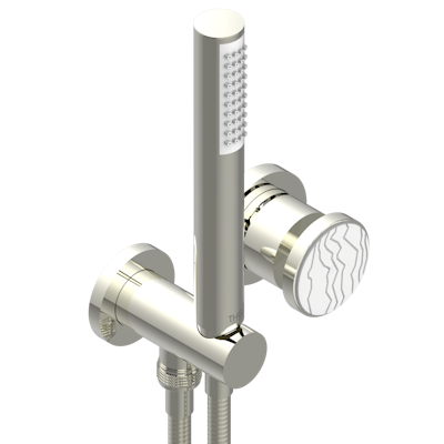 Комплект отделки для настенного смесителя THG Yoko Ice с душевой лейкой на гибком шланге на крючке