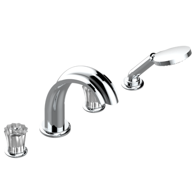 Смеситель для ванны THG Mille Nuits - Clear crystal набортный на 4 отв. с изливом СУПЕР ГОЛИАФ