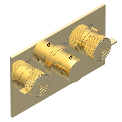 Термостат THG Zoom.7 Накладка с ручкой регулировки температуры и двумя маховиками для термостатического смесителя с горизонтальной установкой