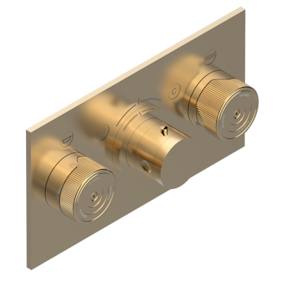 Термостат THG Zoom.5 внешняя часть с ручкой регулировки температуры и двумя маховиками для термостатического смесителя с горизонтальной установкой