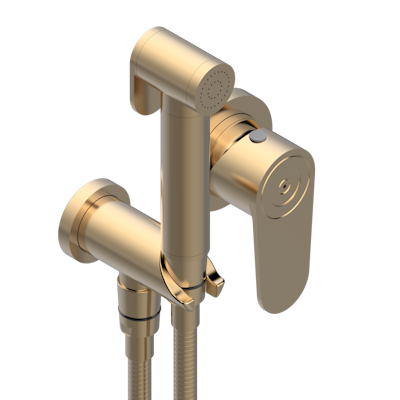 Комплект для душа THG Zoom.5, включающий смеситель, армированный шланг 1 м 25 см, ручной душ с курковым распылителем, выход из стены и предохранительный запорный клапан