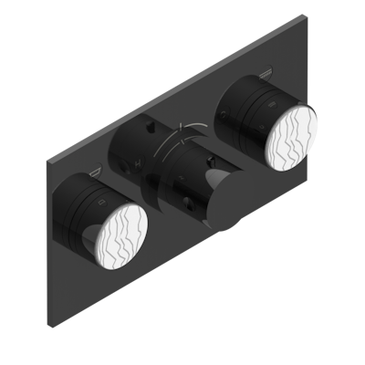 Накладка с ручкой регулировки температуры THG Yoko Ice и двумя маховиками для термостатического смесителя с горизонтальной установкой