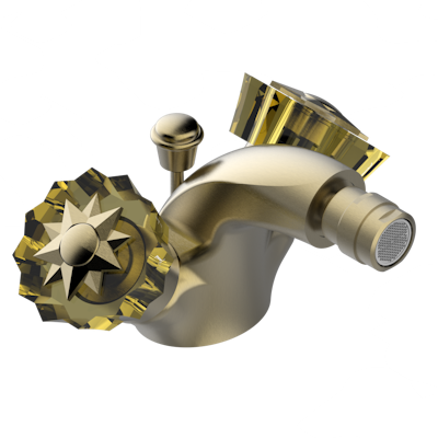 Смеситель для биде THG Mille Nuits - Champagne crystal на одно отверстие с поворотным аэратором и донным клапаном