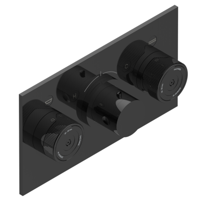 Термостат THG Zoom.5 внешняя часть с ручкой регулировки температуры и двумя маховиками для термостатического смесителя с горизонтальной установкой