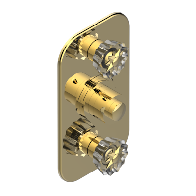 Накладка THG Mille Nuits - Clear crystal с ручкой регулировки  температуры и двумя маховиками для термостатического смесителя 5400AE