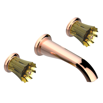 Внешняя часть смесителя THG Mille Nuits - Champagne crystal встраиваемого в стену для раковины на три отверстия с изливом ГОЛИАФ