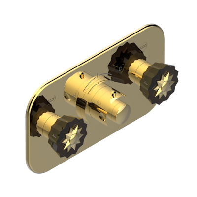 Накладка THG Mille Nuits - Brume crystal с ручкой регулировки температуры и двумя маховиками для термостатического смесителя с горизонтальной установкой