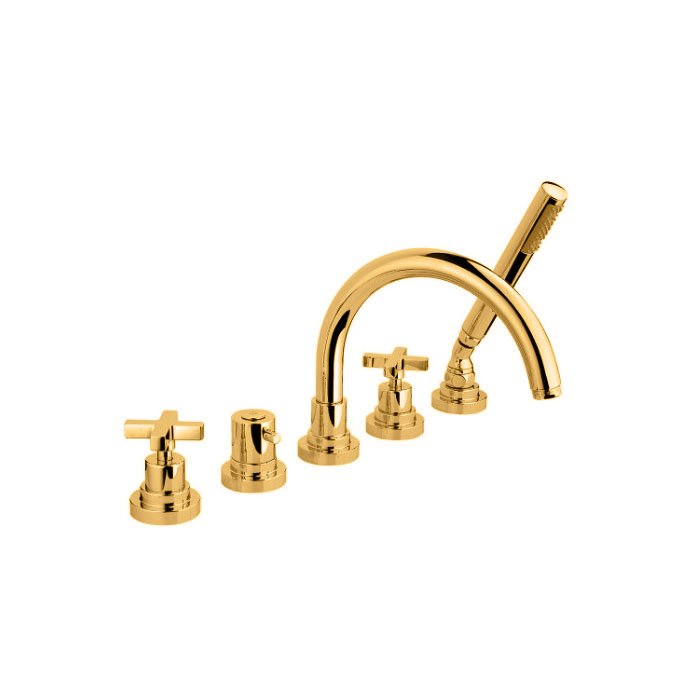 Nicolazzi Monte Croce Смеситель на борт ванны на 5 отверстий, 2- вентельный, цвет: золото купить в Москве: интернет-магазин StudioArdo