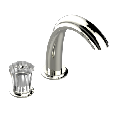 Смеситель THG Mille Nuits - Clear crystal с прогрессивным картриджем для раковины на 2 отверстия с краном, без донного клапана