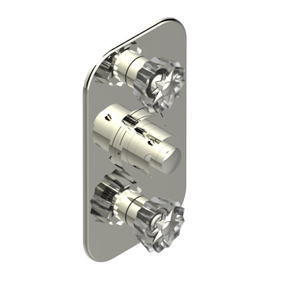 Накладка THG Mille Nuits - Clear crystal с ручкой регулировки  температуры и двумя маховиками для термостатического смесителя 5400AE
