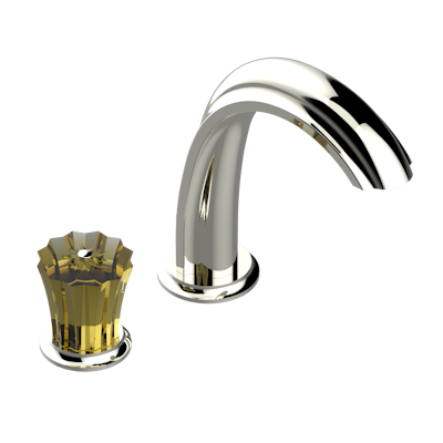 Смеситель с прогрессивным картриджем для раковины на 2 отверстия с краном, без донного клапана