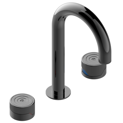 Смеситель для раковины  THG Zoom.5 на три отверстия устанавливаемый на борту с донным клапаном - высокий излив