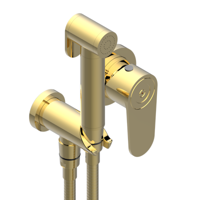 Комплект для душа THG Zoom.5, включающий смеситель, армированный шланг 1 м 25 см, ручной душ с курковым распылителем, выход из стены и предохранительный запорный клапан